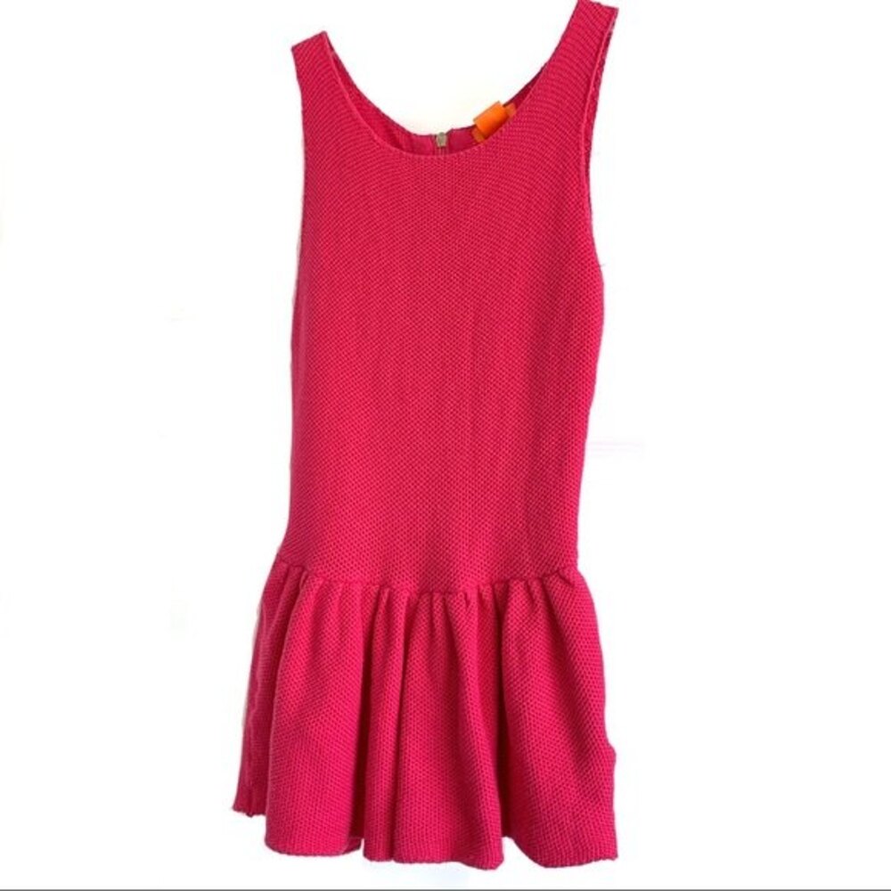Joe Fresh Bright Pink Tight Knit Peplum Blouse Tank Top size Small